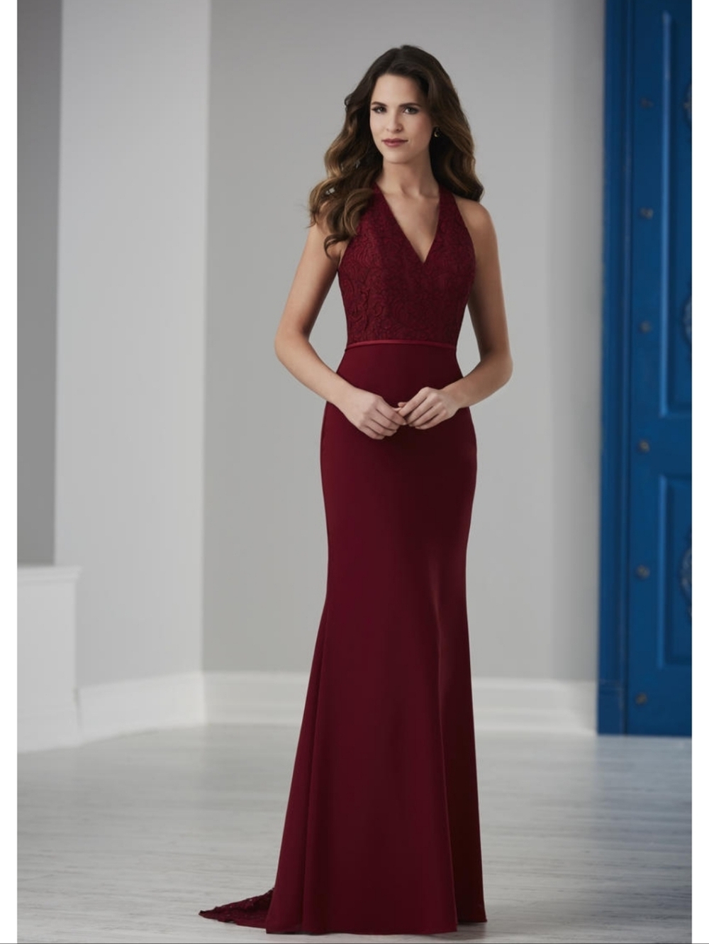 Christina Wu Celebration Navy Halter Style Maxi Dress Size 6 Style 22842 Wedding - Picture 15 of 16